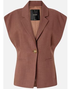 Pinko Sleeveless Rustic-Effect Jacket - Brown