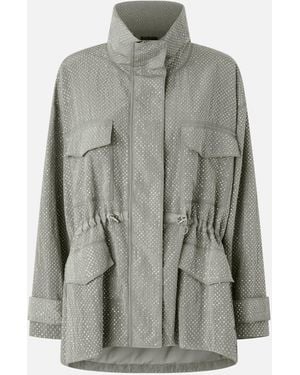 Pinko Technical Parka With Rhinestone-Effect Mini Studs, Wild Dove - Grey