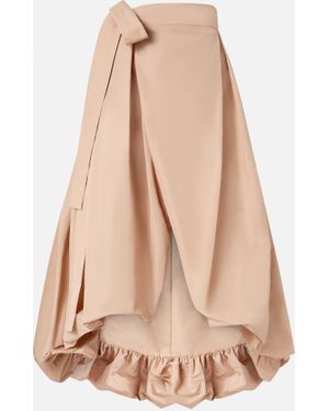 Pinko Wide Taffeta Skirt With Bow - Natural