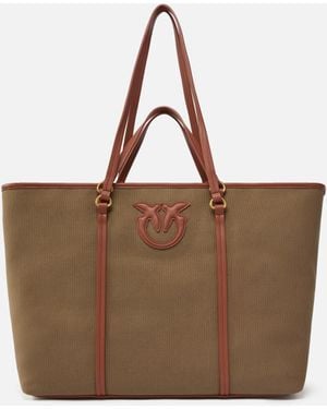 Pinko Maxi Shopper Bag in Natural | Lyst