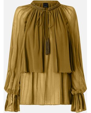 Pinko Blusa Con Rayas De Raso Y Bordado De Cuentas - Verde