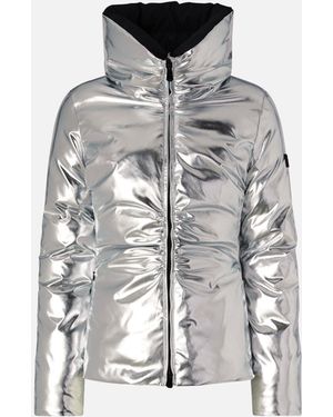 Pinko Down Jacket In Mirror-effect Fabric - Gray