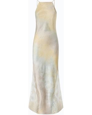 Pinko Satin Dress With Shaded Colour And Lace Insert - White