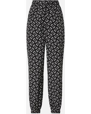Pinko Sporty Trousers With All-Over Love Birds Logo - Black