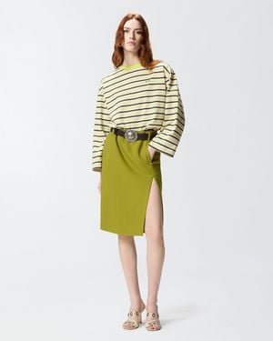 Pinko Striped Top With Embroidery - Green