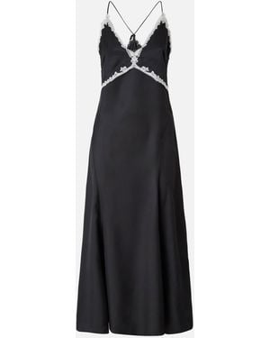 Pinko Long Dress With Lace Inserts - Blue