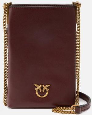 Pinko Leather Smartphone Case With Shoulder Strap - Purple