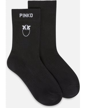 Pinko Socks With Love Birds Logo - Black