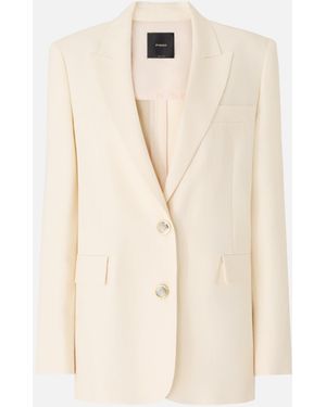 Pinko Single-Breasted Jacket With A Rustic Effect - Natural