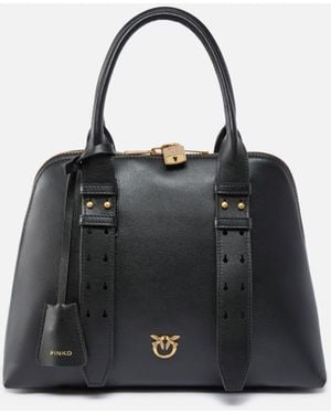 Pinko Escape Bag Medium Leather Handbag - Black