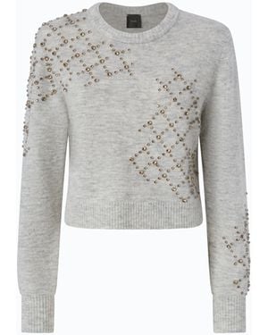 Pinko Jersey De Mezcla De Lana Y Alpaca Con Motivo Joya - Blanco
