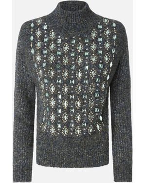 Pinko Cárdigan Con Trenzas Y Bordado Joya - Multicolor