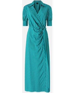 Pinko Long Wrap Dress With Striped Pattern - Blue