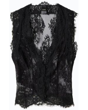 Pinko Floral Valenciennes Lace Vest - Black