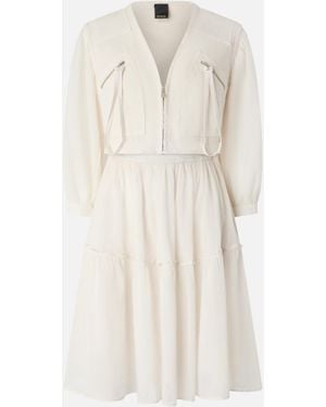 Pinko Mini Abito Effetto Due Pezzi Con Gonna Morbida - Bianco