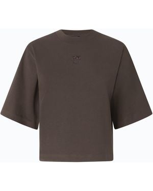 Pinko T-Shirt With Wide Sleeves And Love Birds Logo - Gray