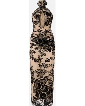 Pinko Langes Kleid Mit Flockprint, Nude/Schwarz - Weiß