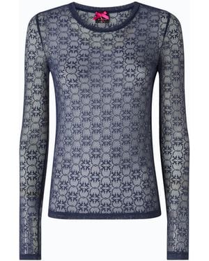 Pinko Stretch Lace Jumper With Love Birds Logo Motif - Blue