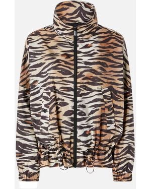 Pinko Zipped Jacket With Tiger Print - White