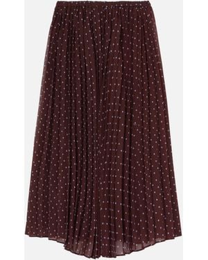 Pinko Chiffon Midi Skirt With Polka Dot Print - Purple