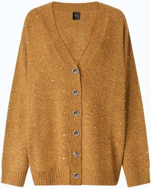 Pinko Fully Rhinestoned Wool-Blend Cardigan - Orange