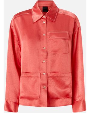 Pinko Camisa Fluida De Satén Con Bolsillo - Rojo