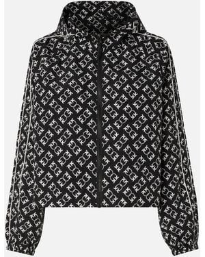 Pinko Sporty Jacket With All-Over Love Birds Logo - Black