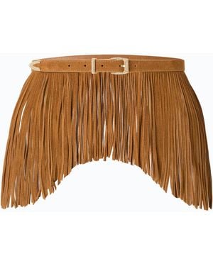 Pinko Suede Belt With Fringing And Jewel Details, 1.7 Cm - Brown