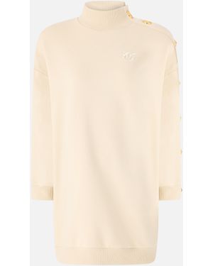 Pinko Pull Tunique En Molleton À Boutons - Blanc