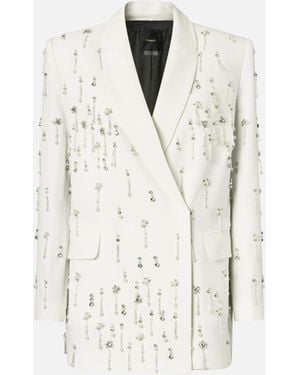 Pinko Blazer With Crystals And Pearls - White