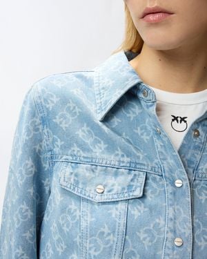 Pinko Denim Shirt With Love Birds Logo - Blue