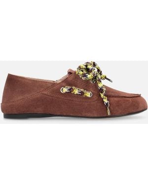 Pinko Suede Moccasins With Multicoloured Laces - White