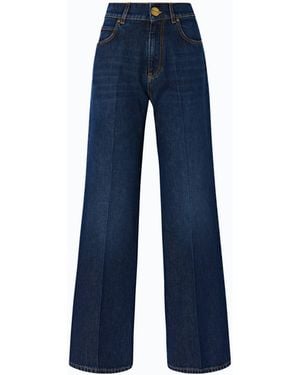 Pinko Vaqueros De Pernera Ancha Con Raya Marcada - Azul