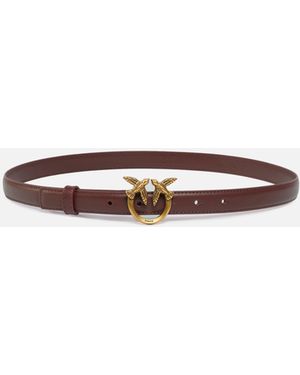 Pinko Love Birds Thin Leather Belt 2Cm - White