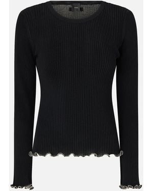 Pinko Ribbed Sweater With Jewel Edges - Black