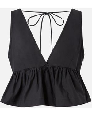 Pinko Top Corto Con Volante Y Cordoncitos - Negro