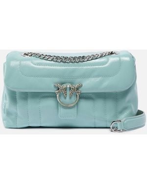 Pinko Kleine Umhängetasche Love Bag Puff Aus Gestepptem Leder Mit Gravierter Schnalle Galleria - Blau