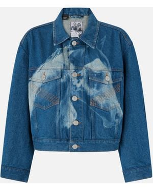 Pinko Giubbino Jeans Con Stampa Cavallo Reimagine X Patrick Mcdowell - Blu