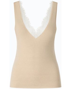 Pinko Camiseta Sin Mangas De Mezcla De Seda Y Cachemira Con Cuello De Encaje - Blanco