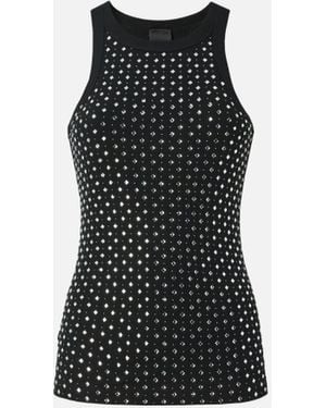 Pinko Vest Top With Rhinestones And Studs - Black