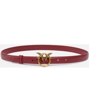 Pinko Love Birds Thin Leather Belt 2Cm - White