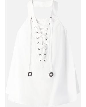 Pinko Lightweight Top With Laces And Texan Details - White
