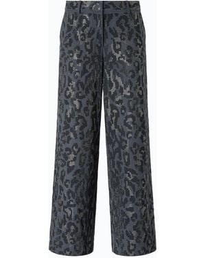 Pinko Wide Leg Trousers With Animal Print And Micro-Strass - Grey