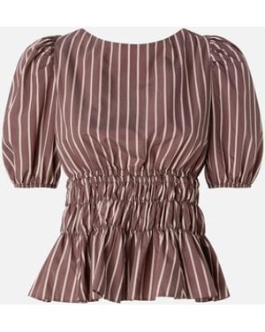 Pinko Striped Cropped Top With Open Back - Brown