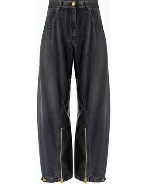 Pinko Balloon-Fit Jeans With Coated Canvas Inserts - Blue