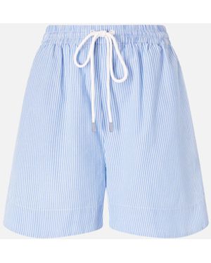 Pinko Striped Cotton Shorts With Elasticated Waist - Blue