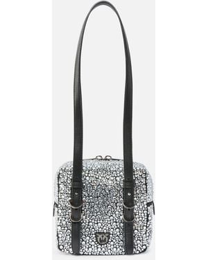 Pinko Cubic Bag Fully Rhinestoned Crossbody Bag - White