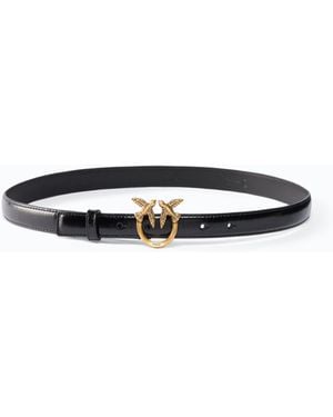 Pinko Cinturón De 2 Cm De Piel Shiny Con Hebilla Love Birds - Blanco