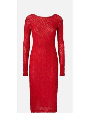Pinko Eng Anliegendes Spitzenkleid Mit Freiliegender Rückenpartie - Rot