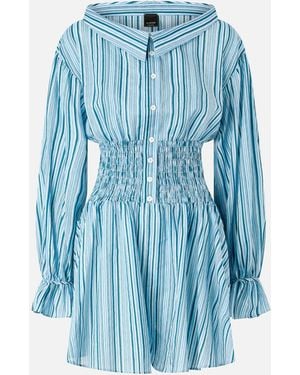 Pinko Striped Cotton Playsuit - Blue